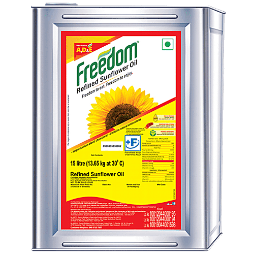 Freedom Refined Sunflower Oil 15 L Tin